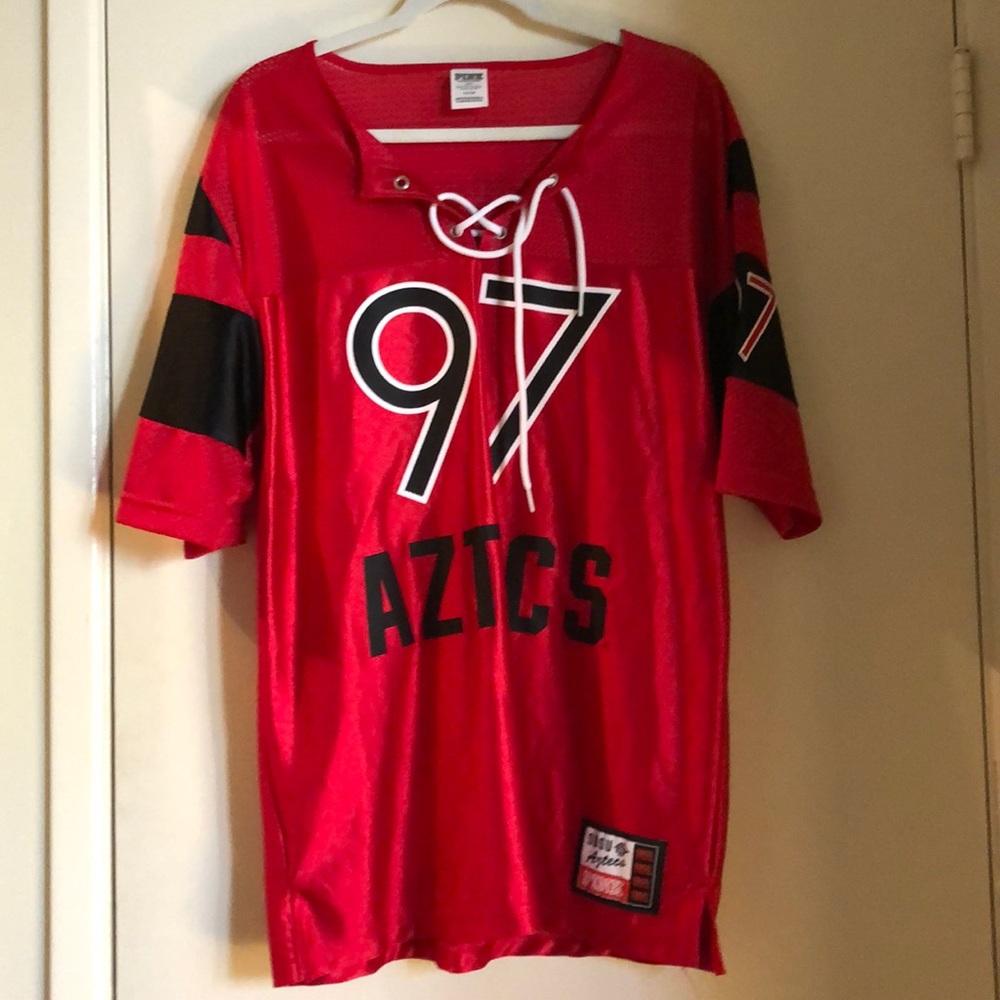 S red/black SDSU Aztecs oversized football tee